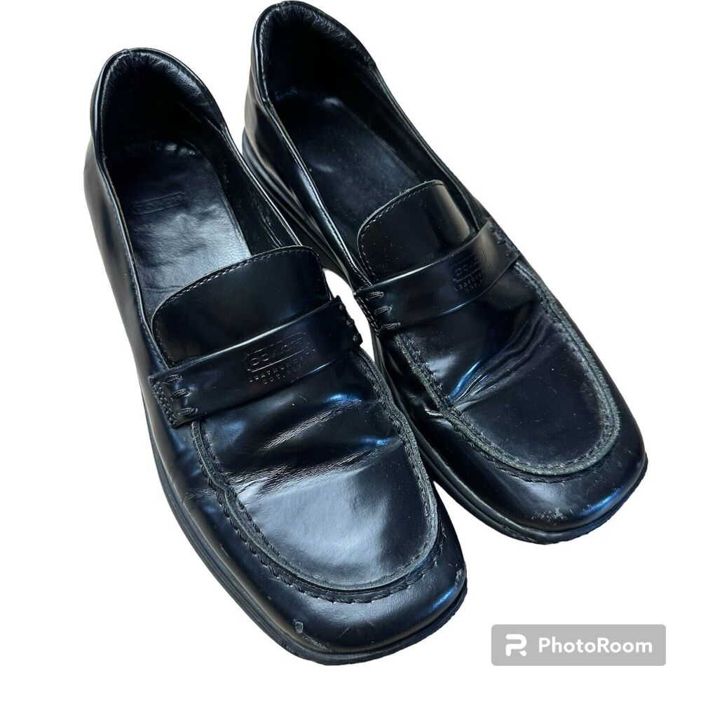 Coach Leather Loafers Classic Sleek Black Women’s Size 36 Square Toe Modest Chic